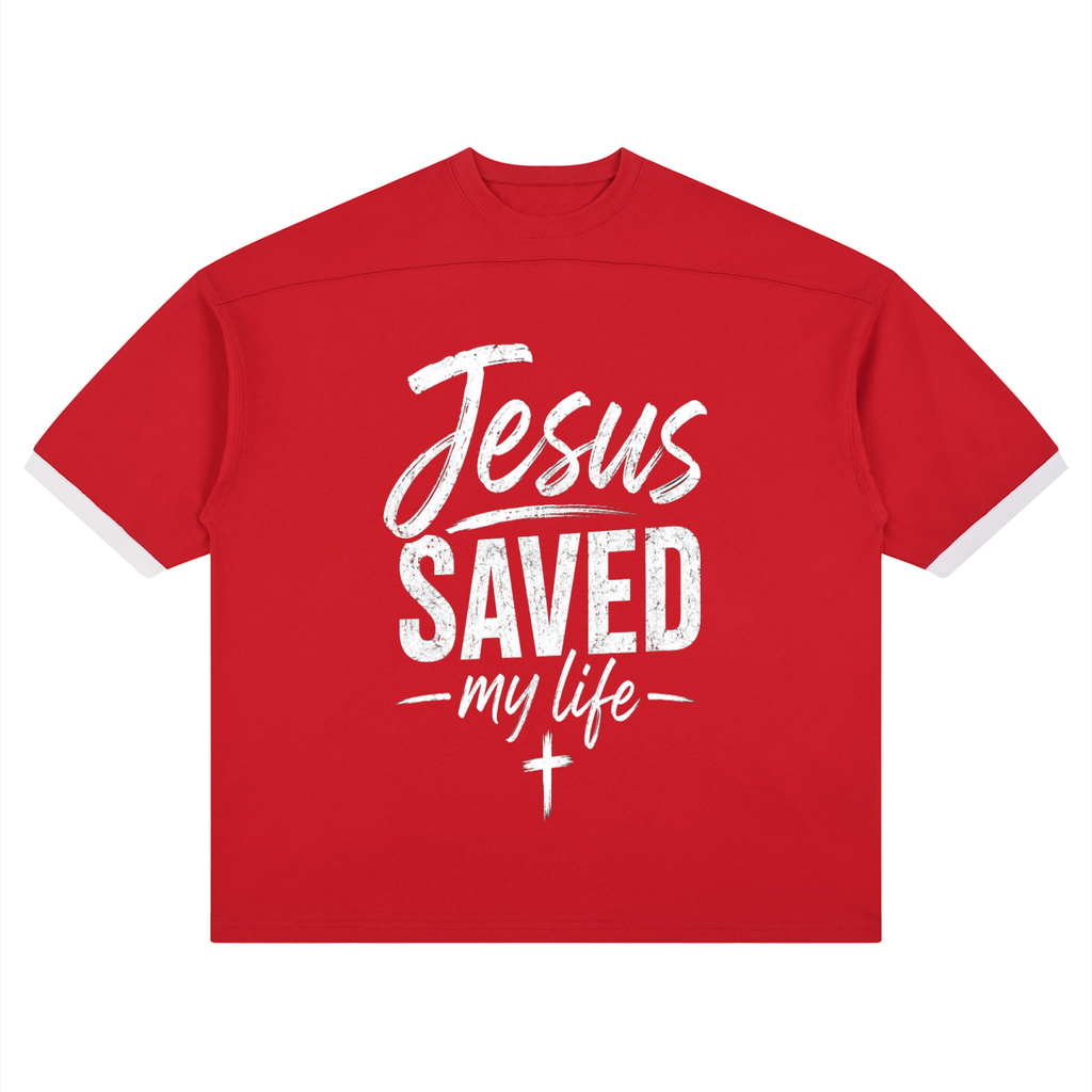 Jesus Saved My Life Color Block Tee