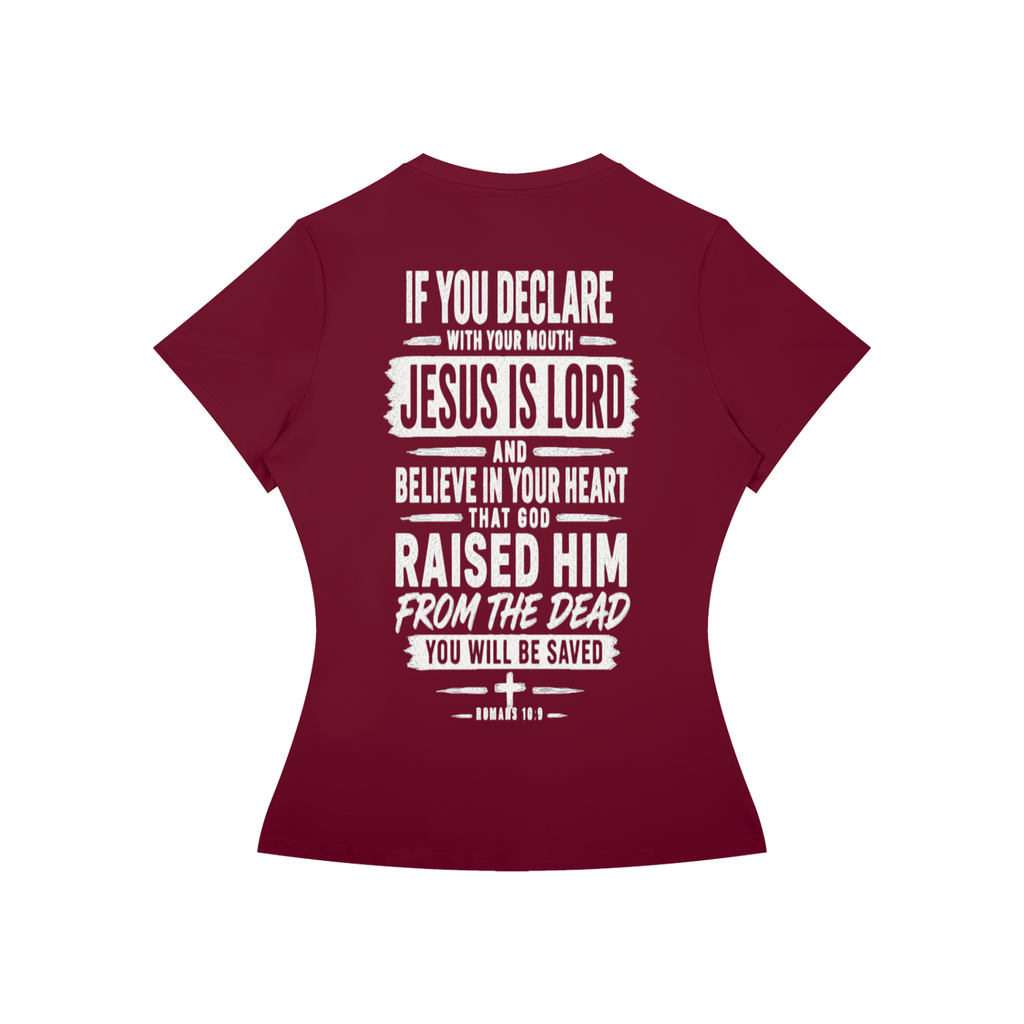 Jesus Saves Romans 10:9 Women's Performance Tee