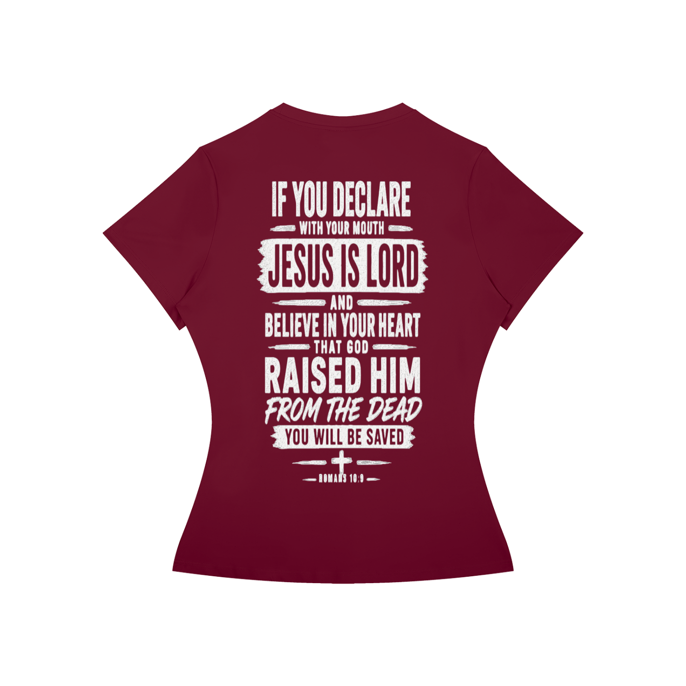 Jesus Saves Romans 10:9 Women's Performance Tee
