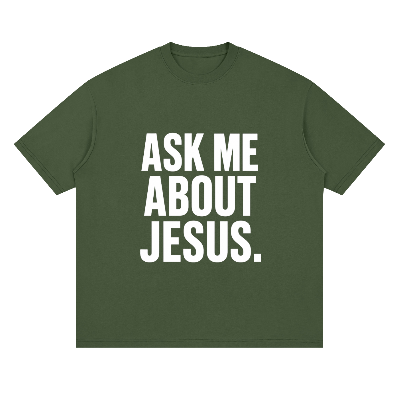ASK ME ABOUT JESUS. – Conversation Starter Tee