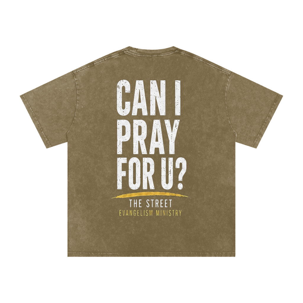Can I Pray For U? – Snow Washed Oversized Cotton Tee