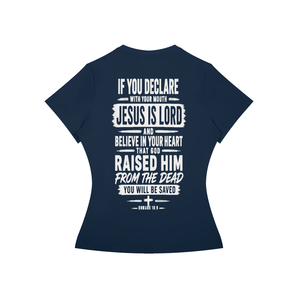 Jesus Saves Romans 10:9 Women's Performance Tee