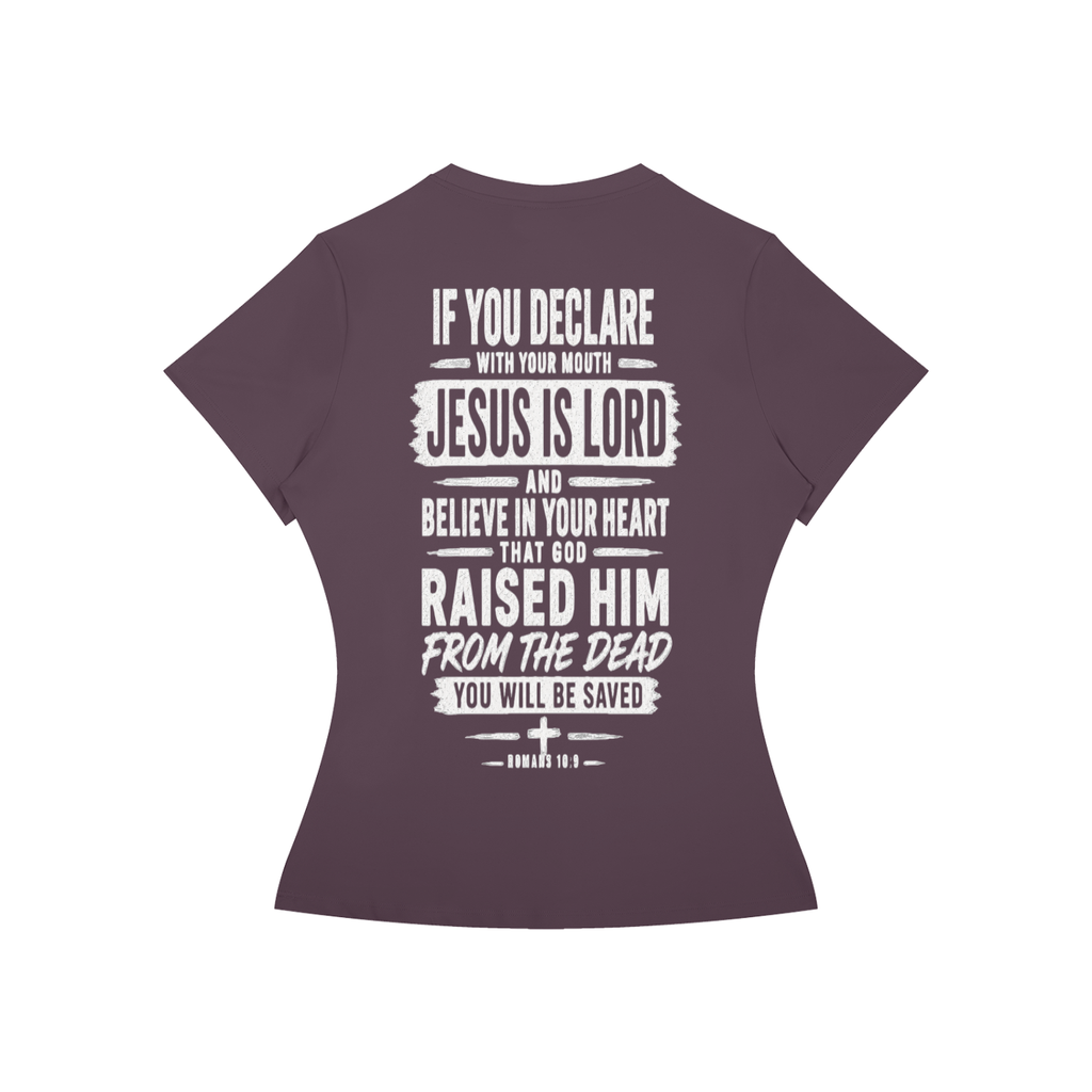 Jesus Saves Romans 10:9 Women's Performance Tee