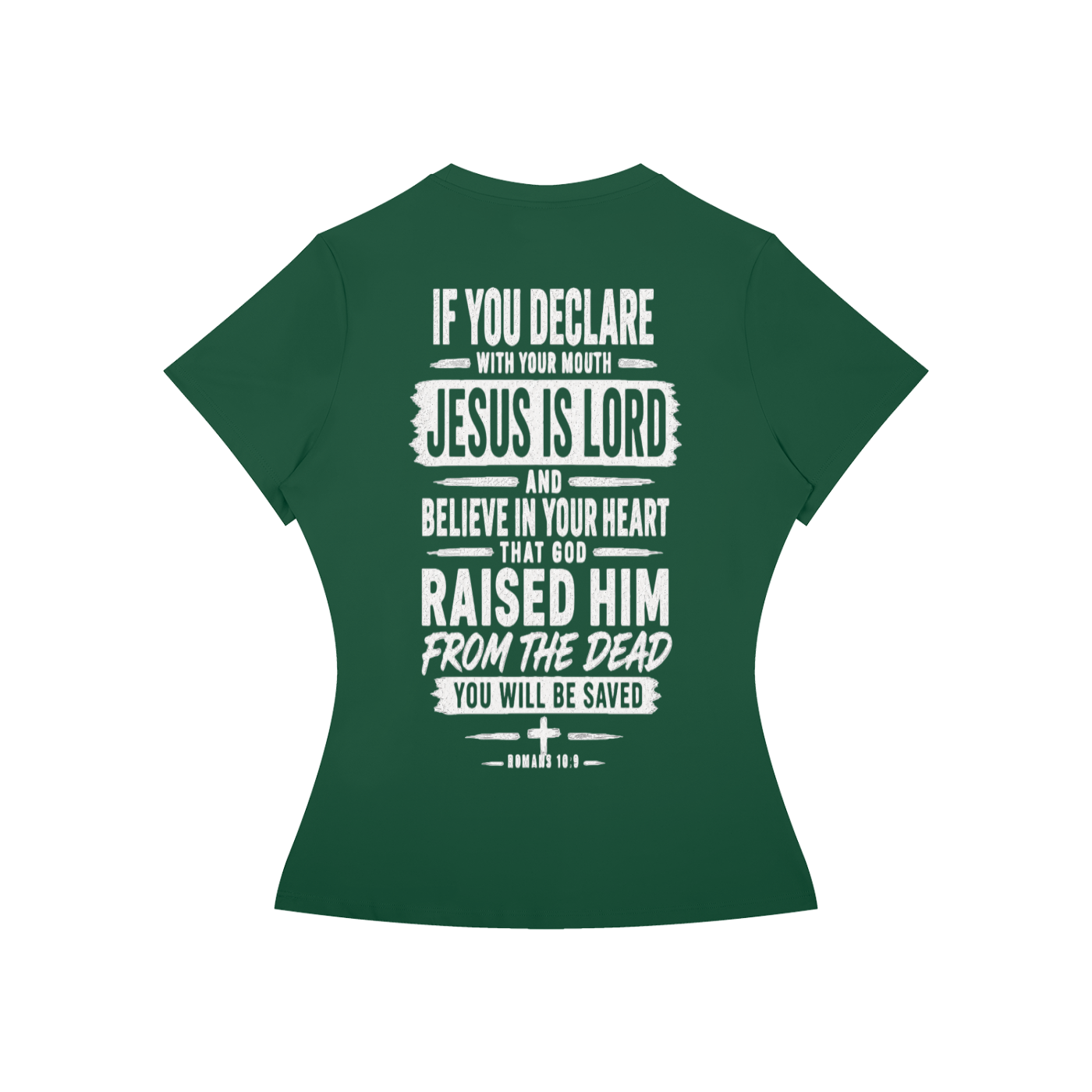 Jesus Saves Romans 10:9 Women's Performance Tee