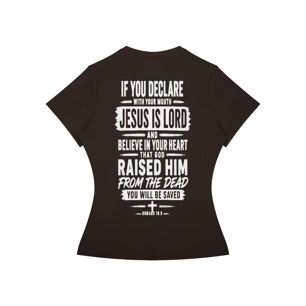 Jesus Saves Romans 10:9 Women's Performance Tee