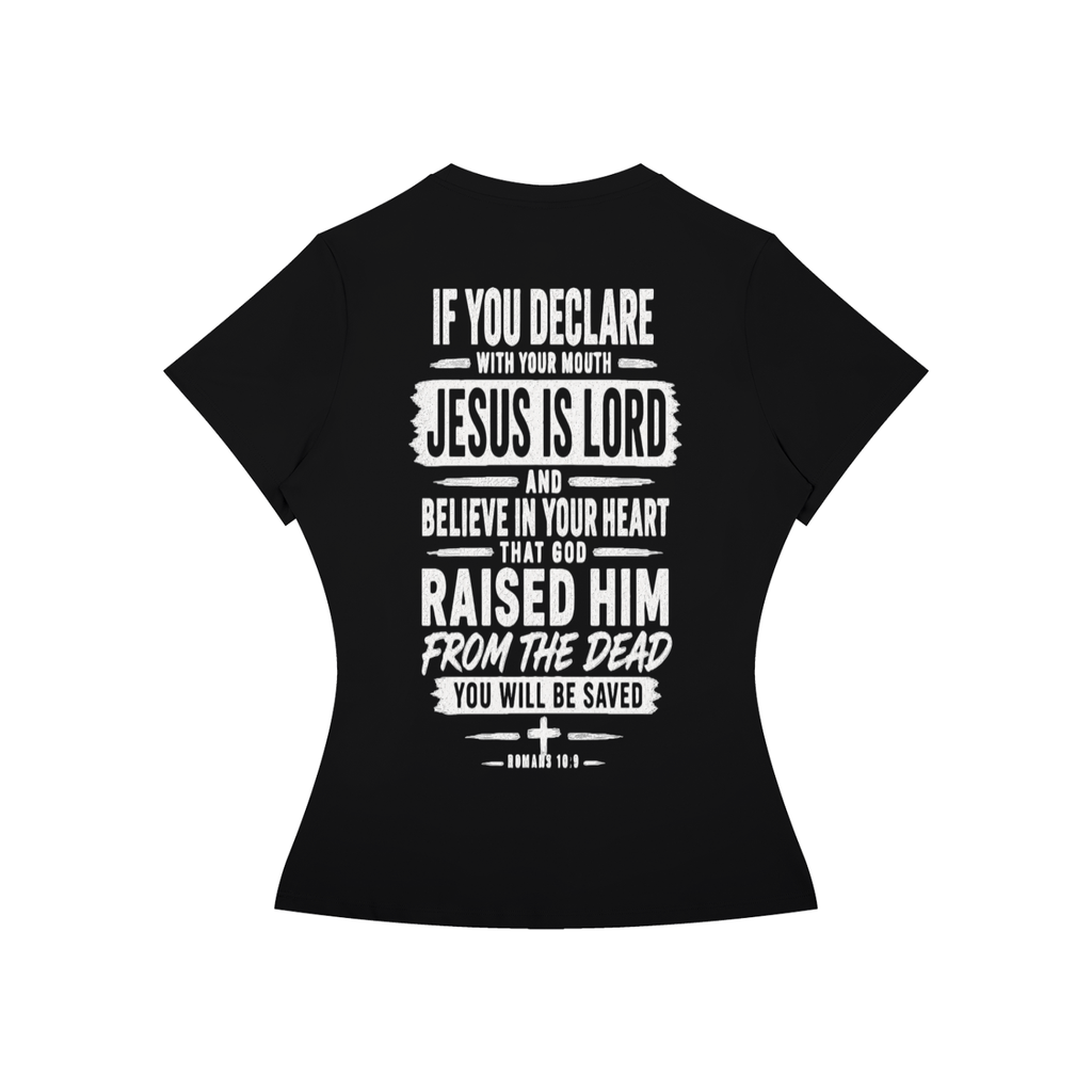 Jesus Saves Romans 10:9 Women's Performance Tee